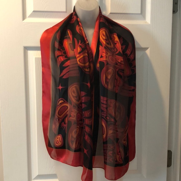 BILL HELIN (c) Magenta 2003 Red/Black "Raven" Silk Satin Stripe Scarf 150 x34cm - Picture 1 of 14